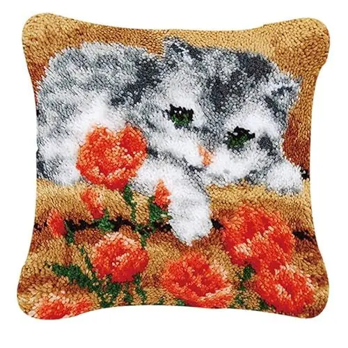 Produktbild: FANKXIUXI Knüpfkissen Set mit DIY Latch Hook Kissen Kit Eulenmuster,Knüpfteppich Für Kinder 43cm×43cm (A19)