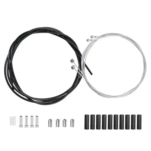 Produktbild: FANNAS 2 Sätze Bowdenzug, Universal Fahrrad Bremszug und Schaltzüge, Fahrrad Seilzug Set, mit Bowdenzug Endhülse Endkappen/O-Ring/Außenhüllenzug Schlauch, Fahrradteile Zubehör für Rennrad und MTB