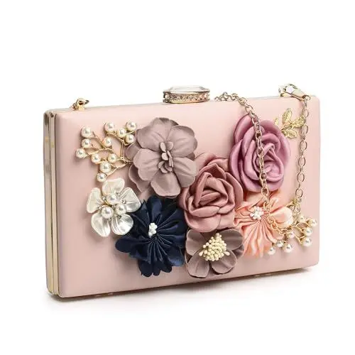 Produktbild: fannos Clutch damen blumen brautbeutel portemonnaie tasche abendhandtasche damen brauttasche hochzeit brauttasche hochzeit hochzeit tasche braut handtasche handtasche mit kette