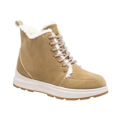 Produktbild: Fannyfuny Damen Stiefel Leder Plüsch Schneestiefel Wanderschuhe Übergangsstiefel Wasserdicht Warm Gefüttert Winterschuhe Flache Schuhe Barfuss Sneaker Westernstiefel Damenstiefel