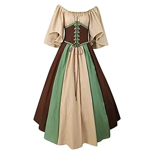 Produktbild: Fannyfuny Mittelalter Kleid Renaissance Kleid Halloween Kleid Kurzarm Viktorianische Gothic Kleidung Cocktailkleid Halloween Karneval Kostüm Party Kostüm Maxikleid