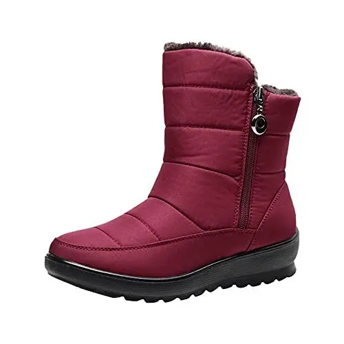 Produktbild: Fannyfuny Warme Stiefel Damen Plüsch Schneestiefel Wanderschuhe Übergangsstiefel Schneestiefelklassische Flache Schuhe Barfuss Sneaker Westernstiefel Damenstiefel
