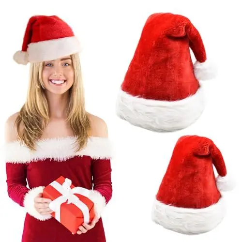 Produktbild: FANSEZQ Weihnachtsmütze, nikolausmütze aus Plüsch, Plüsch Nikolaus Mütze, Weihnachtsmütze aus dickem Samt, Weihnachtsmannmütze mit Komfort und Plüschbesatzfutter, Unisex