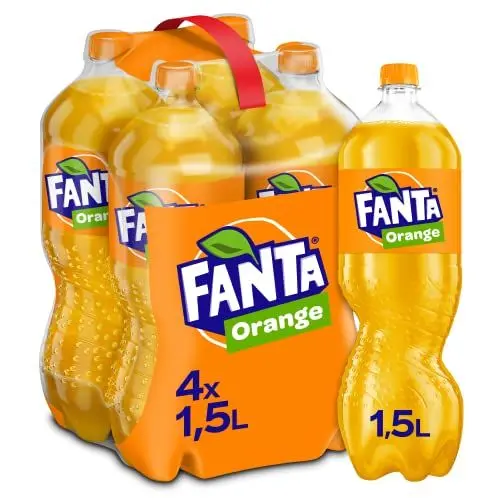 Produktbild: Fanta Orange - fruchtig-spritzige Limonade mit klassischem Orangen-Geschmack - erfrischender Softdrink in Einweg Flaschen 4 x 1500 ml