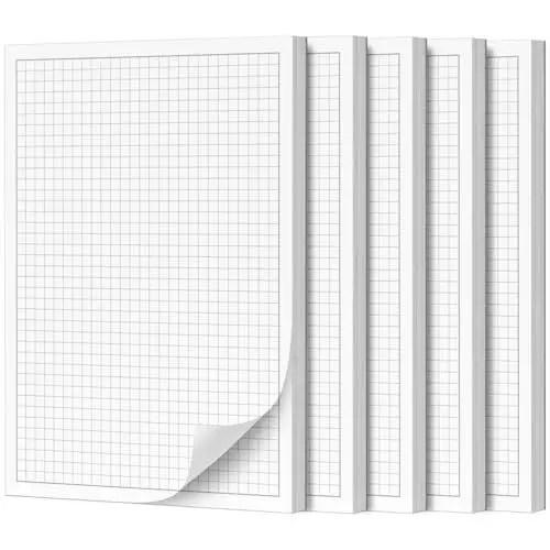 Produktbild: Fantastino® A5 Notizblock Kariert - 5 Stück, 250 Blatt (50 pro Block) 90 g/m² Premium-Papier. Notizblöcke klein, kariert mit Rand, Schreibblock, Notizzettel abreißbar für Büro, Haushalt, Schule, Uni
