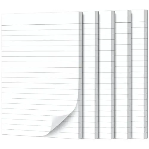 Produktbild: Fantastino® A5 Notizblock Liniert - 5 Stück, 250 Blatt (50 pro Block) 90 g/m² Premium-Papier. Notizblöcke klein, Schreibblock mit Linien, mini Notizzettel abreißbar für Büro, Haushalt, Schule, Uni