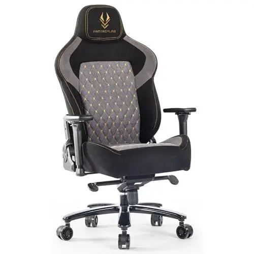 Produktbild: Fantasylab Gaming Stuhl Stoff Ergonomischer Bürostuhl 200kg Belastbarkeit Gamer Stuhl Mit Lendenwirbelstütze Chefsessel Schreibtischstuhl Gaming Chair