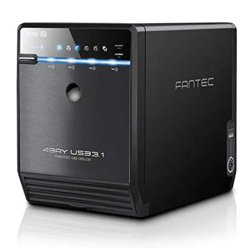 Produktbild: FANTEC QB-35U31 Externes 4-fach USB-C 3.1 Festplattengehäuse für SSD und Festplatten, 2,5 Zoll & 3,5 Zoll, 10Gbit/s, SATA, Automatik Lüfter, Metall, schwarz