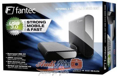 Produktbild: Fantec DB-ALU3e 1TB externe Festplatte (8,9 cm (3,5 Zoll) eSATA, USB 3.0) schwarz