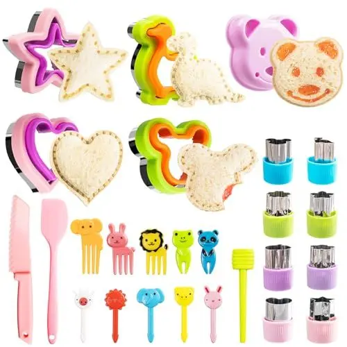 Produktbild: FANTICDE 36 Stück Ausstechformen,Brot Ausstecher für Kinder,Sandwich Ausstecher Kit,Ausstecher Brot und Gemüse Kinder,Bento Zubehör für Sushi, Obst, Kuchen, Kekse