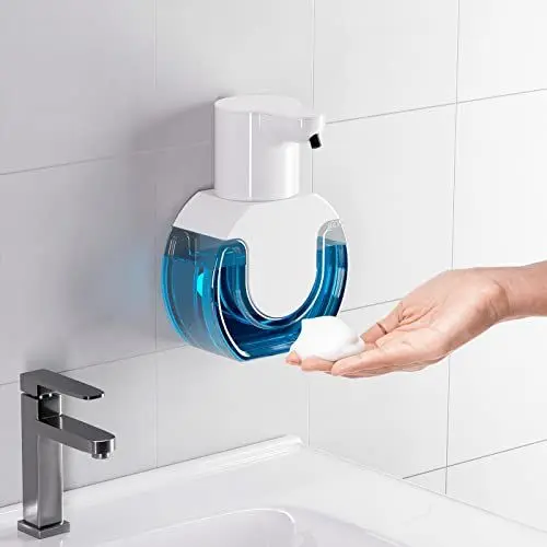 Produktbild: Fantictas Seifenspender Automatisch Wandbefestigung 420ML Elektrischer Soap Dispenser No Touch Schaumseifenspender Sensor ABS Kunststoff Seifenschaumspender mit USB Wiederaufladbar, IPX5 Wasserdicht