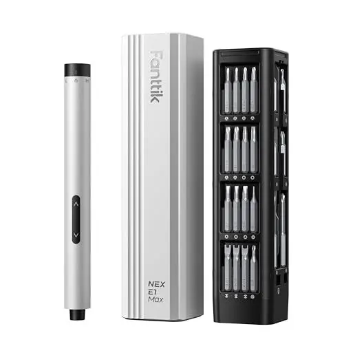 Produktbild: Fanttik E1 MAX Akkuschrauber，50 in 1 Magnetische Präzisions- Kit, 2 Gänge Drehmoment Elektro Schraubendreher, 5/32 Zoll Sechskant, Geeignet für Reparatur für iPhone,Laptop, Brillen- Silber