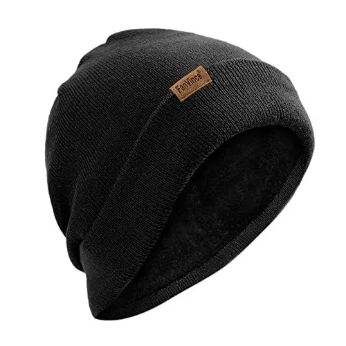 Produktbild: FanVince Wintermütze Herren Damen WinterHaube Wollmütze: Winter Thermo Beanie Hut Herrenmütze Damenmütze Warme Strickmütze für Großer Kopf Schwarze