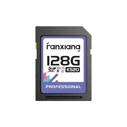 Produktbild: fanxiang 128GB SDXC UHS-II Speicherkarte V90 300 MB/s, 8K-, 4K- und Full-HD-Videoaufnahmen, stoßsicher, temperaturbeständig, wasserdicht und röntgensicher