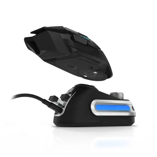 Produktbild: Fanxoo G-Power Ladestation für Logitech G502 G502X Plus G903 G703 G Pro Wireless 1Gen 2Gen 3Gen Kabellose Maus mit RGB-Licht und Computer-Lautstärkeregler(Ohne Maus) (Black)