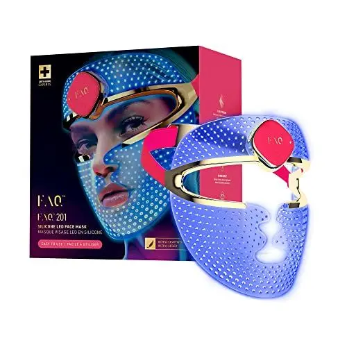 Produktbild: FAQ 201 RGB LED Lichttherapiemaske fürs Gesicht | Anti-Aging/-Falten | Hautpflege m. Fleckenbehandlung | Akne-Behandlung | Kabellose LED-Gesichtsmaskenkosmetik | 600 Lichtpunkte | Tragbare Hautpflege