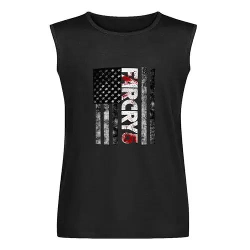 Produktbild: Far Cry 5 Farcry 5 with Us Flag Men's Vests Tank Tops O-Neck 100% Cotton Undershirts Unisex Sleeveless T-Shirt M