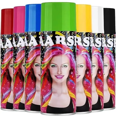 Produktbild: Farbiges Haarspray für buntes Haar - 250ml - in 7 verschieden Farben - lässt sich wieder auswaschen - Tolle Haarfarbe für Cosplay Halloween oder Karneval färben - Gelb