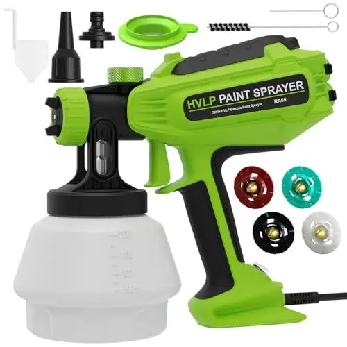 Produktbild: Farbsprühsysteme 700W HVLP, Lackierpistole mit 4 Düsen & 3 Sprühmuster, Elektrische Sprühpistole Blas- & Reinigungsfunktion, 1200ml, für Möbel, Wand, Türen, Zaun, DIY