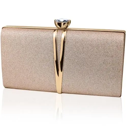 Produktbild: Farcauo Damen Abendtasche kleine Clutch Hochzeit Handtasche Champagner Damen Kleine Schultertasche mit abnehmbarer Kette elegante Crossbody Tasche Glitter Abendtasche für Bankett und Party