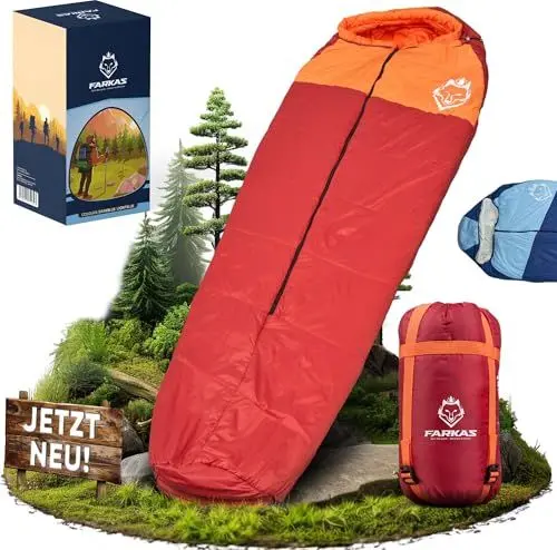 Produktbild: FARKAS Schlafsack Outdoor 3-Jahreszeiten für Erwachsene (hoher Schlafkomfort) Wasserdicht Ultraleicht kleines Packmaß | Mumienschlafsack für Camping Wandern Trekking