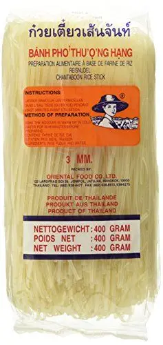 Produktbild: Farmer Reisnudeln – Thailändische, 3 mm breite Reisbandnudeln aus Reismehl – 17 x 400 g