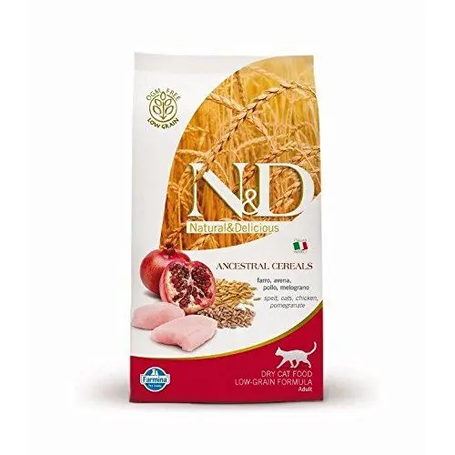 Produktbild: Farmina N&D ANCESTRAL Grain Adult Pellets Katzenfutter (Trockenfutter, mit Vitaminen und natürlichen Antioxidantien, ohne Mais, Zutaten: Huhn, Dinkel, Hafer und Granatapfel, Portionsgröße: 300 g)
