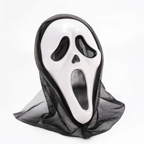 Produktbild: FASCHINFEVER Ghostmaske - Scream Maske Kostümmaske - Ghostface Horror Verkleidung an Halloween & Fasching für Herren & Damen