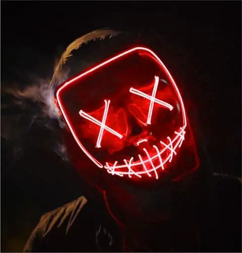 Produktbild: LED Purge Maske - Kostümmaske steuerbar für Halloween, Fasching & Karneval als Kostüm für Herren & Damen (Farbauswahl) (rot)