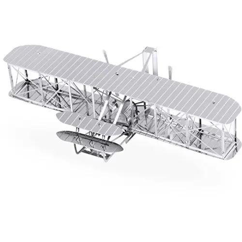 Produktbild: Fascinations MMS042 Metal Earth Metallbausätze - Flugzeug Wright Brothers Airplane, lasergeschnittener 3D-Konstruktionsbausatz, 3D Metall Puzzle, DIY Modellbausatz mit 1 Metallplatine, ab 14 Jahre