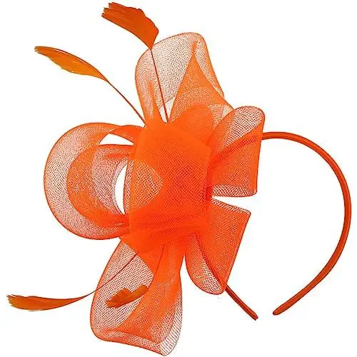 Produktbild: Fascinator Tea Party Hut Mesh Kopfbedeckung Fascinator Hut Clip Kopfbedeckung Für Hochzeit Karneval Party Orange