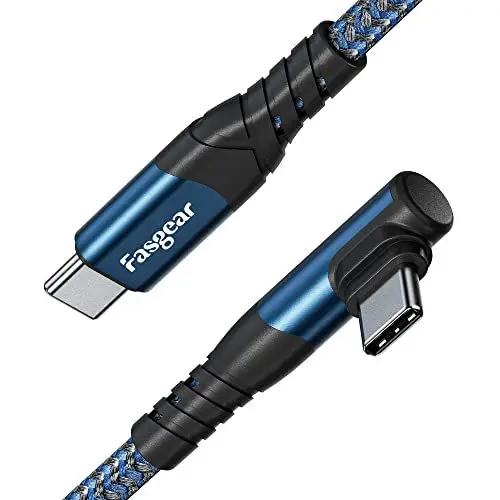 Produktbild: Fasgear USB C auf USB C Kabel, 1,8m 60 W Typ C auf Typ C rechtwinklig 90 Grad, PD-Schnellladekabel, kompatibel mit Galaxy S24 S23 S22 Mac-Book i-Pad Pro i-Pad Air (1.8m, Blau)