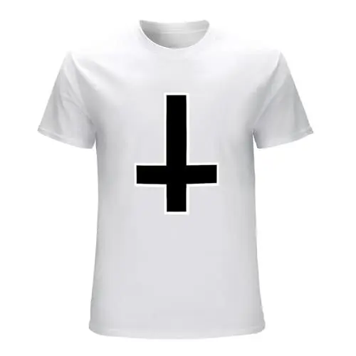 Produktbild: Fashion Shirt Men's T-Shirt Inverted Cross Antichrist Blasphemous T Shirts Short Sleeve T-Shirt White M