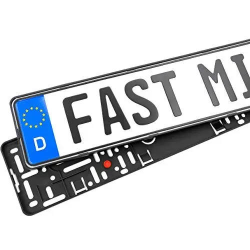 Produktbild: Fast Mile 2X Rahmenlose Auto Kennzeichenhalter – Mit Vibrationsdämpfer und Befestigungskit - Für Deutsche Standardkennzeichen - Größe 520 x 110 mm
