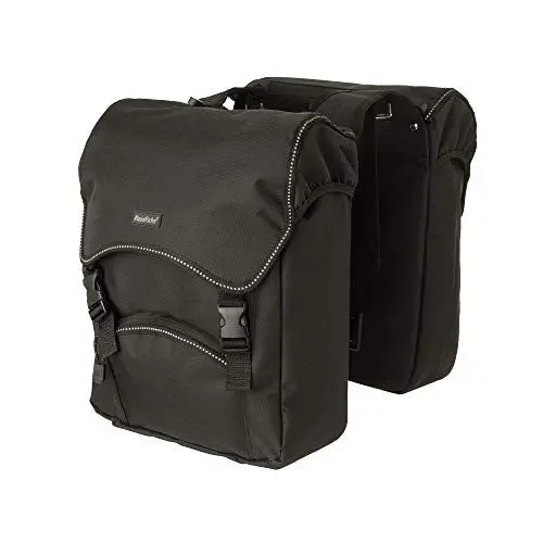 Produktbild: FastRider Unibag Traffic Doppelte Fahrradtasche für Gepäckträger, 28L Seitentasche Fahrrad, Wasserabweisend, Reflektierend, 100% Recyceltes Polyester - Schwarz