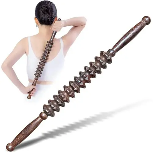 Produktbild: Faszienroll Holz, Premium Massageroller, Faszienstab Holz,Massage Roller, Faszienrolle, für Muskelentspannung, Körperformung, Gua Sha Massage,Anti Cellulite, Buche (F)