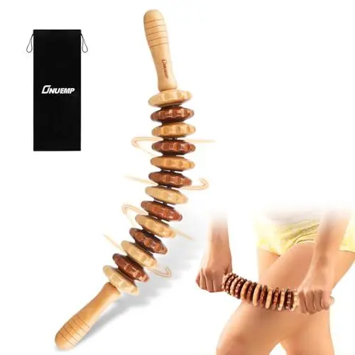 Produktbild: Faszienrolle Holz Massagegerät, Styleholz Faszienstab Holz, Massageroller Mit Griff, Massage Anti Cellulite Massagegerät, für Maderotherapie und Lymphdrainage, Buche