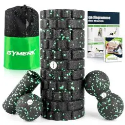Produktbild: Faszienrolle Set mit 3D-Texturmassage, Enthält Anweisungen und Poster in Deutscher Sprache Tragetasche, Yoga Faszien Set mit Faszienball Faszienrolle Klein Duoball
