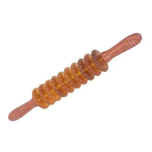 Produktbild: Faszienroller Massagestab, Cellulite Massagestab Tragbare Lymphdrainage Buche Relax für Beine und Gesäß (BROWN)