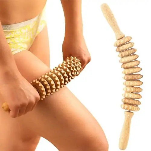 Produktbild: Faszienstab Holz Massageroller, Premium Faszienrolle Holz, Faszien Massagegerät für Rücken, Cellulite & mehr - Faszienroll Set mit 12 Rollen für effektive Muskelentspannung, Faszienroller für Zuhause