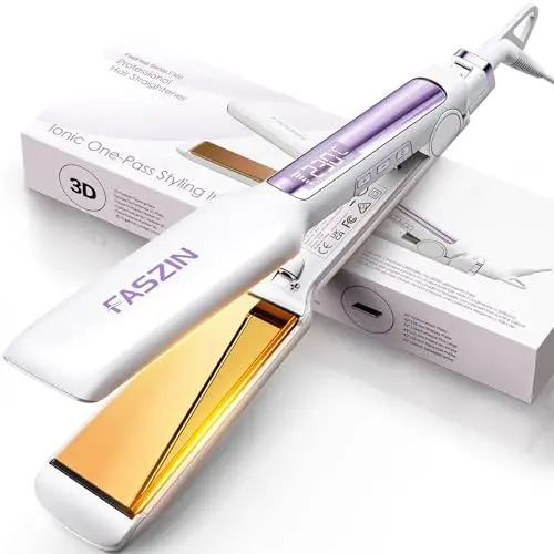 Produktbild: Faszin Professionelles Ionen Glätteisen, 42mm Breite Titanplatten Haarglätter für einen glatten Stil, weniger Haarbruch, 30s Schnelles Aufheizen, 11 Temperatureinstellungen, 130°C-230°C