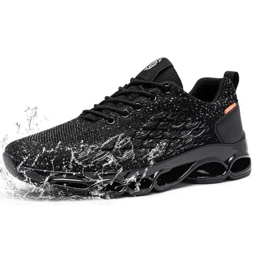 Produktbild: FATES TEX Völlig Wasserdicht Laufschuhe Herren Sportschuhe Turnschuhe Walkingschuhe Fashion Outdoor Casual Schuhe Fitness Running Sneaker(B-Schneeflocke Schwarz,45 EU)