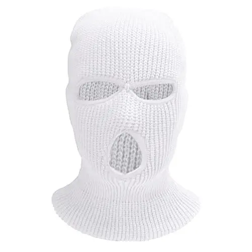 Produktbild: Fauitay Winter Gestrickte Sturmhaube Skimaske Sturmhaube 3-Loch Volle Gesichtsabdeckung Outdoor Sport Gesichtsabdeckung Ski Gestrickte Sturmhaube Kopfwickel (Weiß)