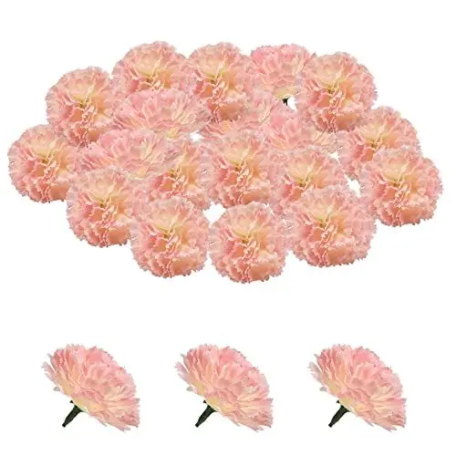 Produktbild: GEFIRE Faux-Nelke-Blumen-Köpfe 30 Stück Trockenblumen deko Künstliche Blumen Seidenmaterial, Langanhaltende Schönheit und Pflegeleichtigkeit Gut für Partydekoration Zuhause Hochzeitsdekoration (Rosa)