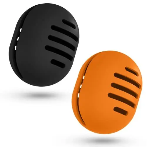 Produktbild: Fauxomor Make-up-Schwammhalter,2 Stück Atmungsaktiv Silikon Beauty Blender Reisetasche für Alle Größen von Make-up-Schwamm, Bruchsicher Tragbar Kosmetik Werkzeug,Schwarz+Orange