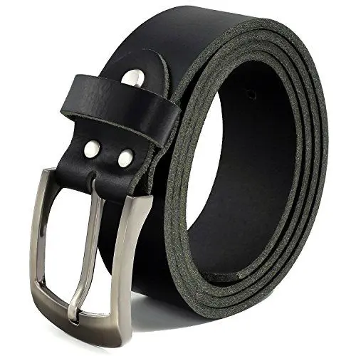 Produktbild: Fa.Volmer ® Gürtel Herren Ledergürtel aus Büffelleder für Männer Jeans Anzug Echtleder Schwarz 38mm breit kürzbar #10125 (Bundweite 105cm)