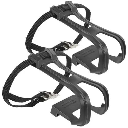 Produktbild: FAVOMOTO Fahrradpedal Fahrradpedale Fahrradzubehör Radfahrrad Fahrradfahrrad - 1 Paar Pedale Fahrrad mit Zehenclip Käfig Trägern für Outdoor Gear Mountainbike Pedale, Rennrad Zehenclips und Riemen