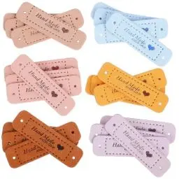 Produktbild: FAVOMOTO Handmade Personalisiert Annähen Etiketten - 60pcs Handmade Label Personalisiert Handmade Label zum Annähen Handmade Label zum Annähen Leder Personalisiert zum Annähen Leder Etiketten