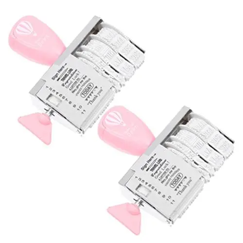 Produktbild: FAVOMOTO Knöpfe 2 Stücke Selbstf?rben Datum Stempel Büro Datum Stempel Message Stempel für Verschickt Empfangendung Und F?llige Daten Rosa Vorräte Machen