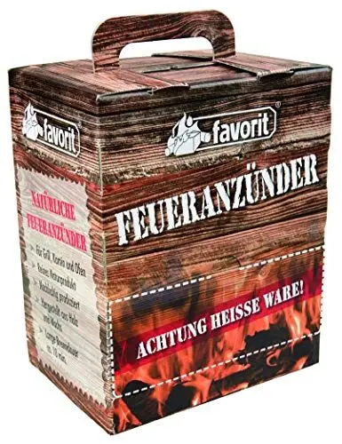 Produktbild: Favorit Feueranzünder (Holzwolle & Wachs), 100 Stück – ökölogische Anzünder, Naturprodukt, nachhaltig produziert – 1216